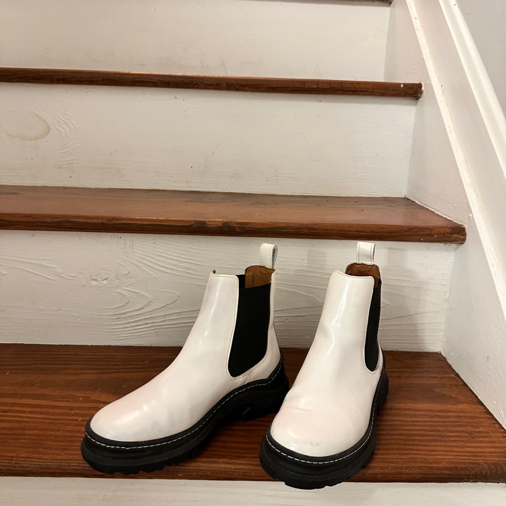 & Other Stories White and Black Ankle Boots- barely worn